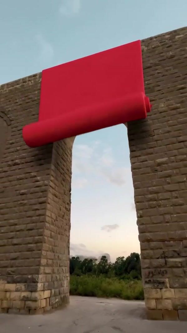 Melee Giant Banner Unfolds on Stone Archway