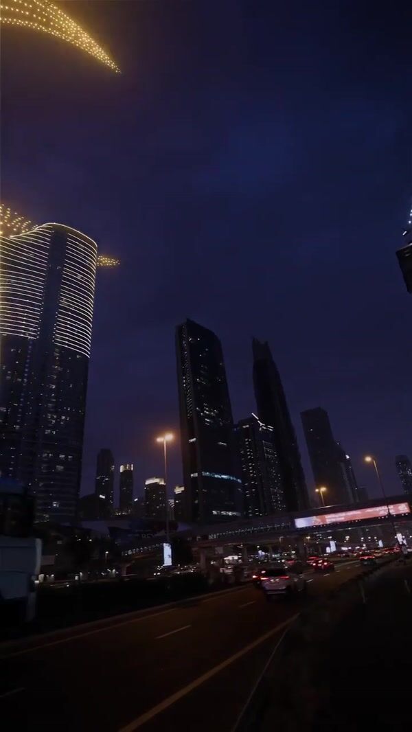 Address Sky View Drones Forming Half Moon