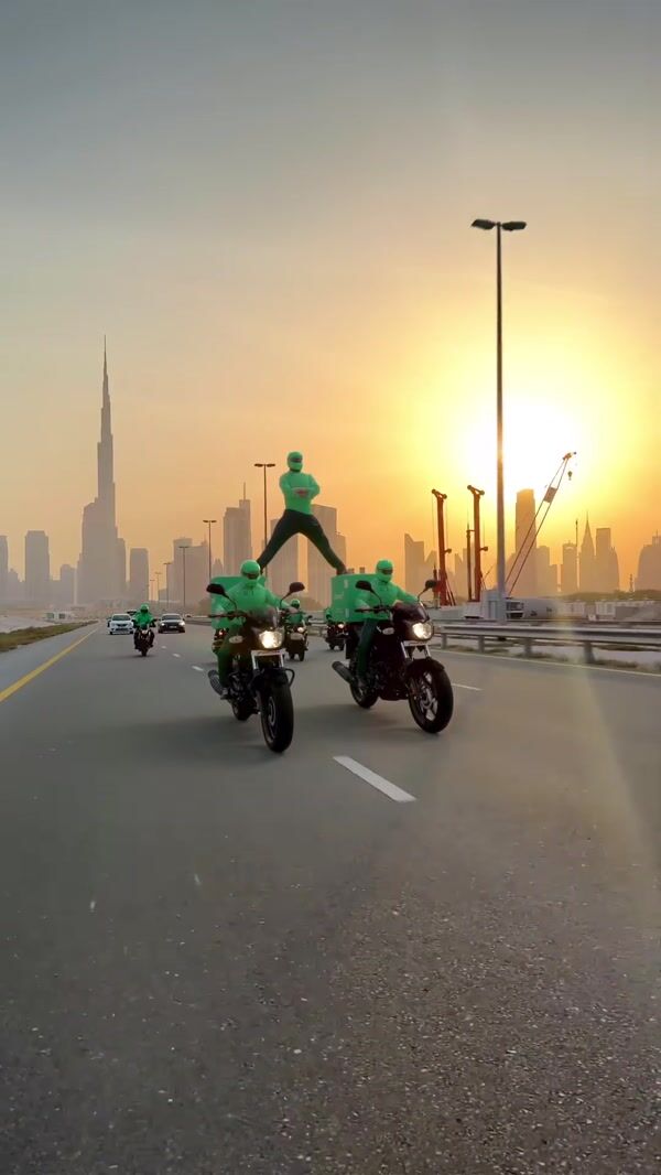 Careem Epic Split Motorcycle Stunt in Dubai Highway