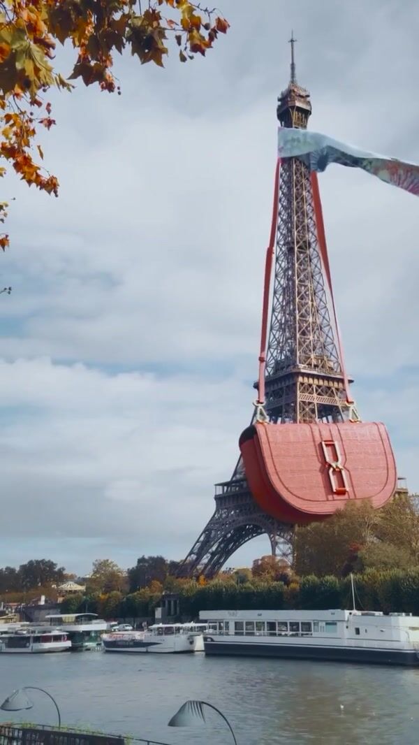 Lancel Giant Bag Hangs on the Eiffel Tower