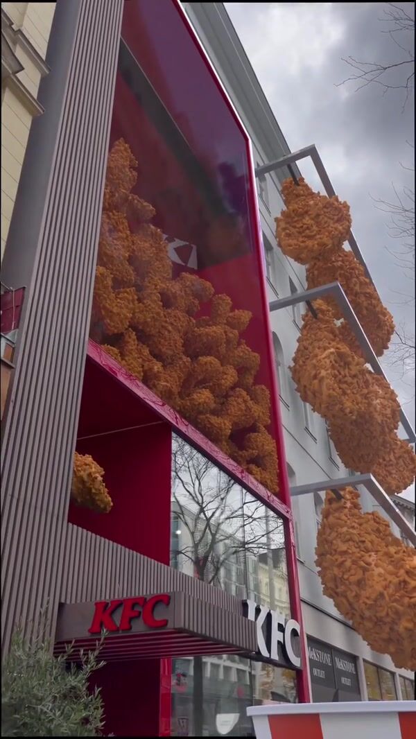 KFC Giant Fried Chicken Vending Machine on Facade