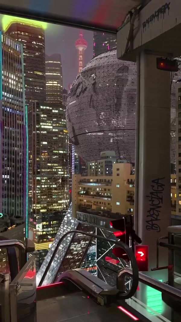 Balenciaga Futuristic Cityscape with Spaceships