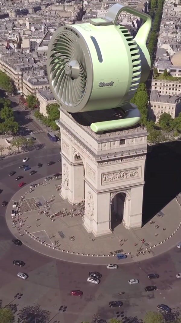 Shark Clean Giant Fan Atop Arc de Triomphe