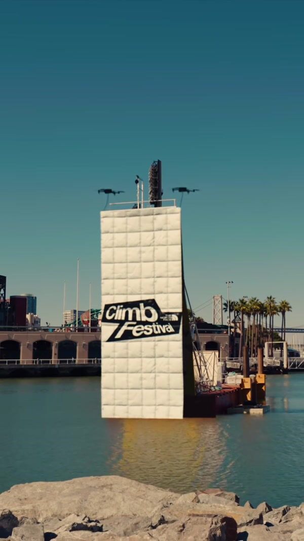The North Face Drones Unveil Rock Climbing Wall