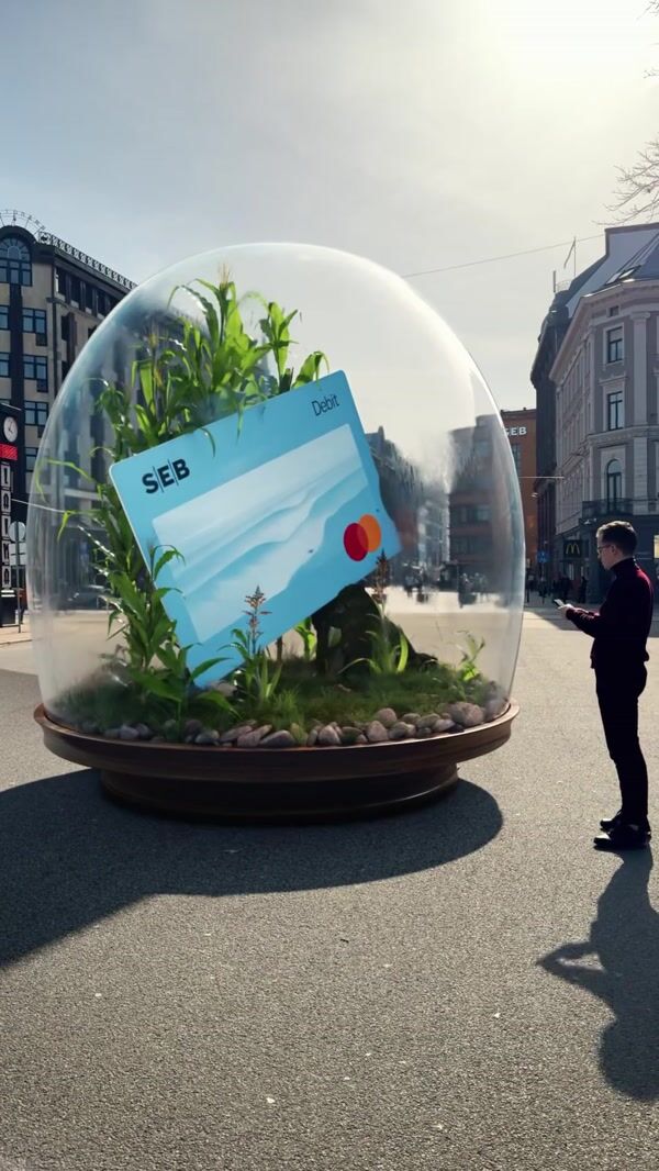 SEB Debit Card Inside Terrarium on Street