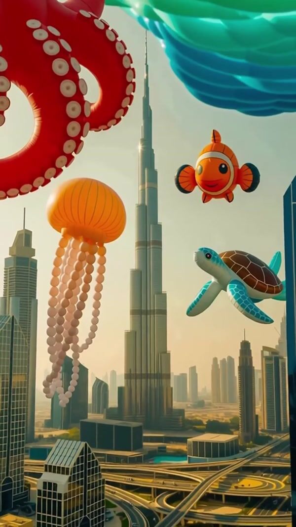 BrandDubai Giant Inflatable Sea Creatures in City