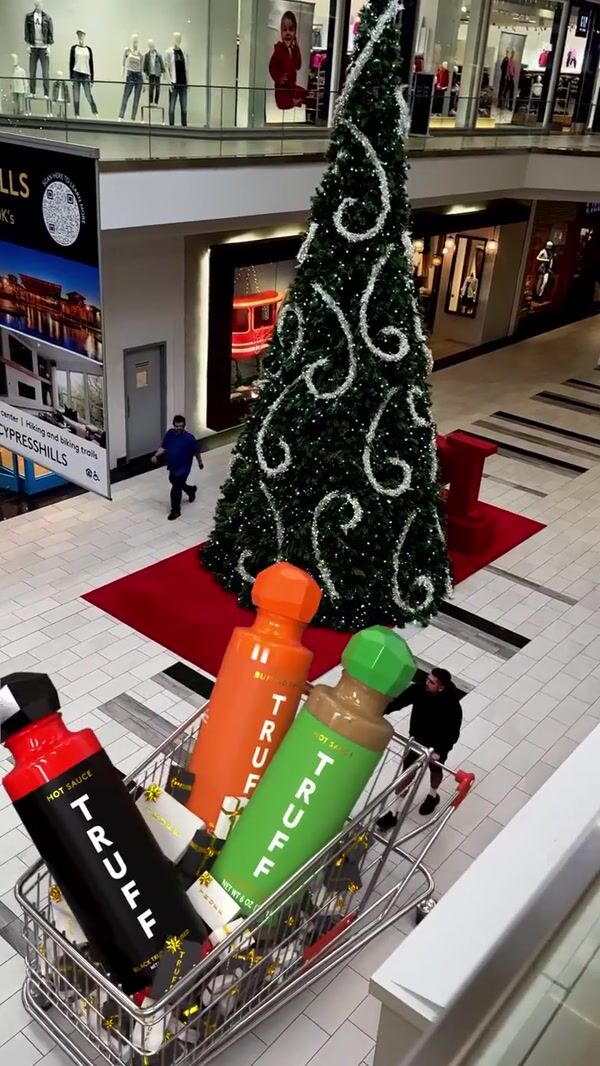 TRUFF Sauce Bottles Inside a Shopping Cart