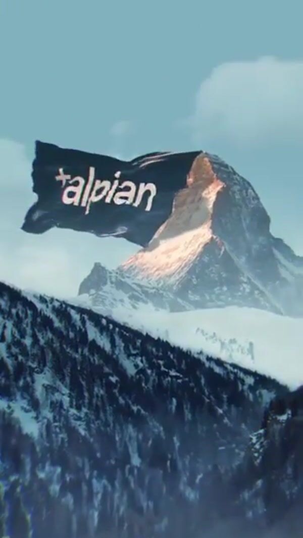 Alpian Bank Black Banner Waving on Mountain