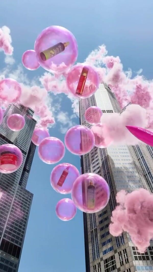 Mielle Organics Pink Bubbles and Clouds in City