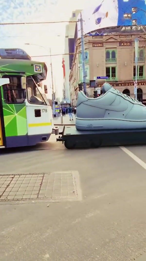 Foot Locker Sneakers on Flat Rail Cars