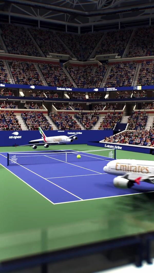 Emirates Airplanes Playing Tennis in Arena
