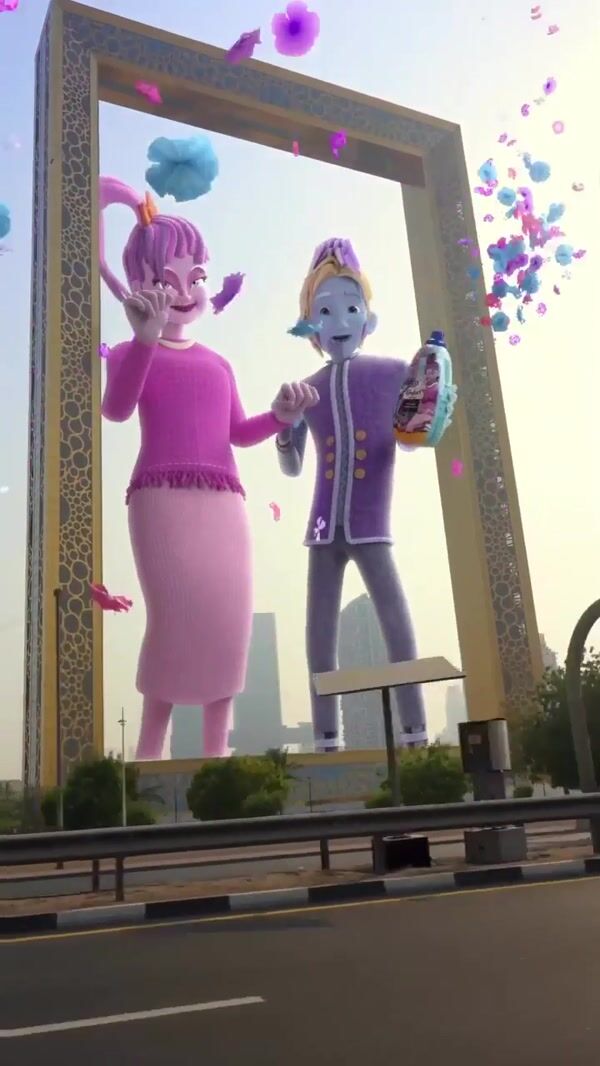 Comfort Dancing AI Characters at the Dubai Frame