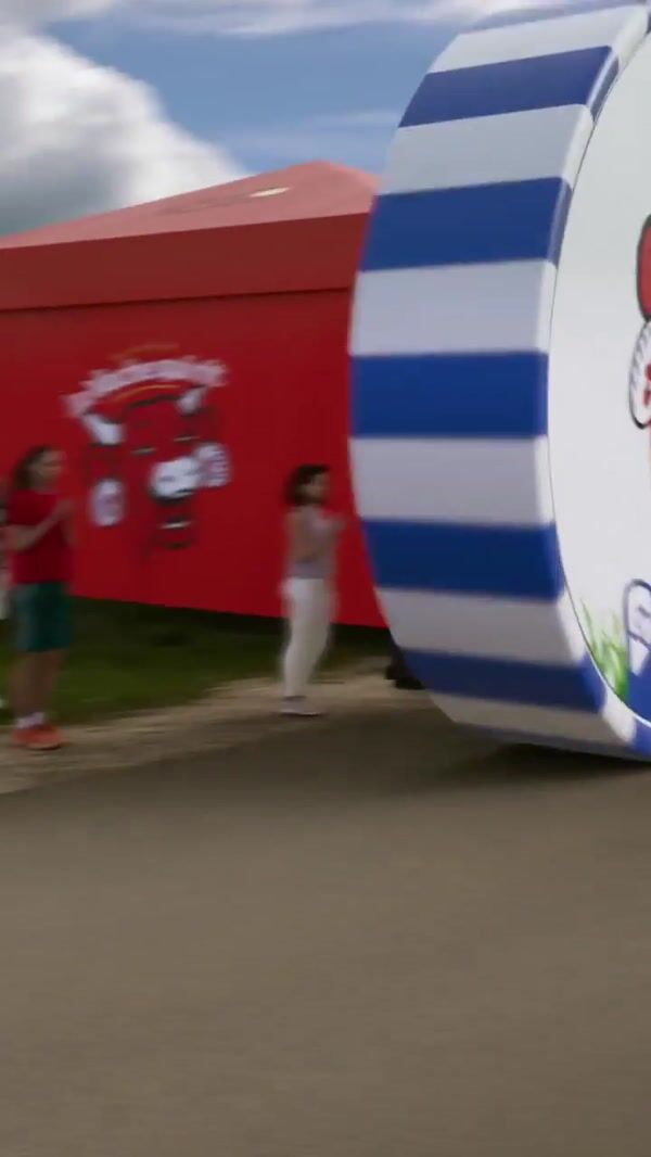 La Vache qui Rit Cheese Wheels Roll on Road