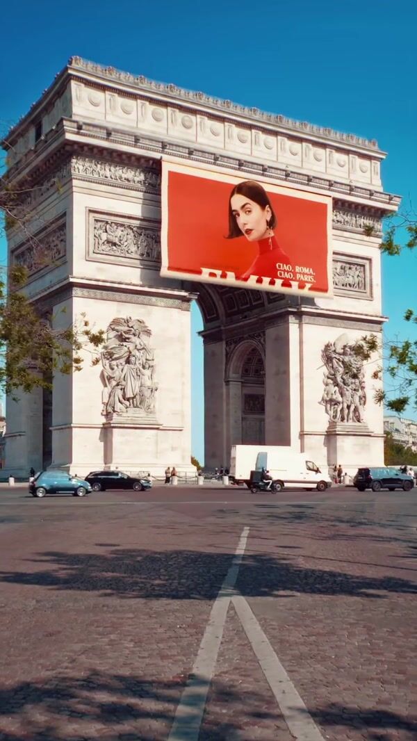 Eudora Emily In Paris Giant Banner at Arc de Triomphe