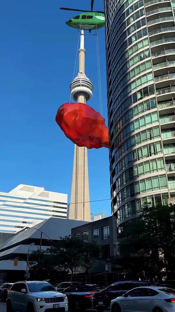 Wingstop Giant Fried Chicken Airlifted Over City