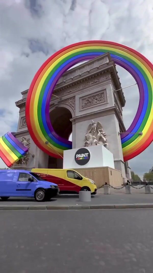 Molten Art Rainbow Loops Around Arc de Triomphe