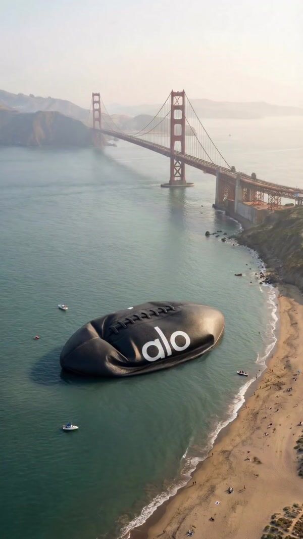 ALO Giant Football Inflates at San Francisco Bay