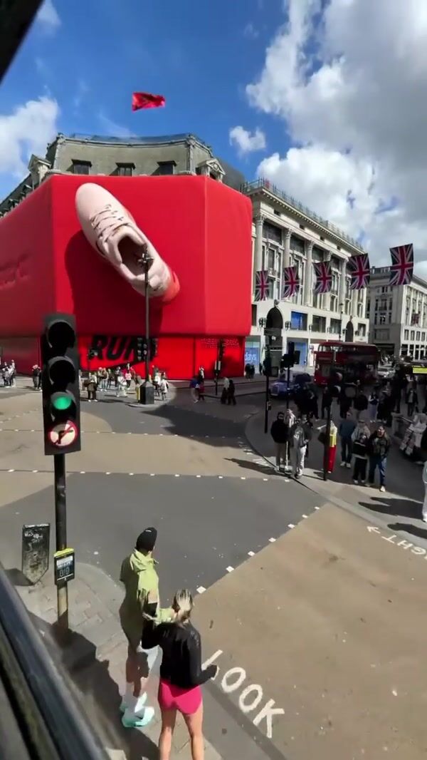 Nike Running Shoe Stomping on 3D Billboard