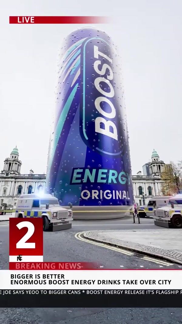 Boost Drinks Giant Cans Spotted Around the City