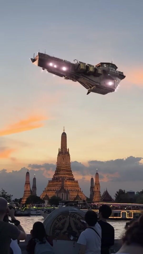 Netflix Rebel Moon Spaceship in Different Cities