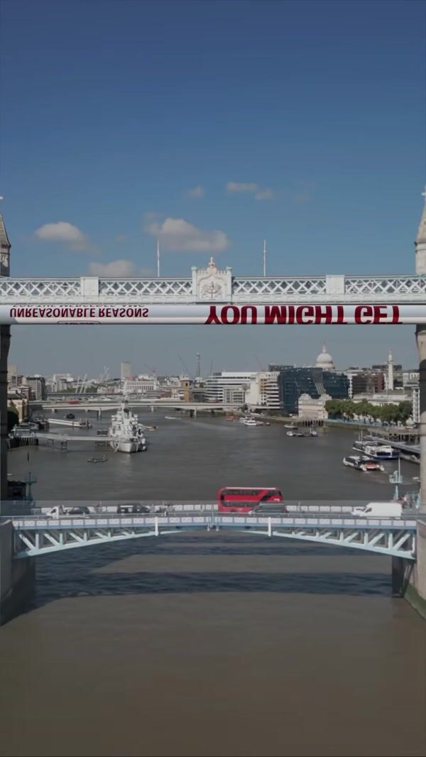 Mercedes Poster Rolls Down at Tower Bridge