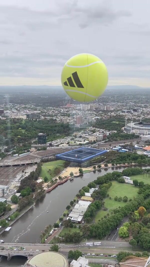 Adidas Giant Tennis Ball Airlifts Tennis Court