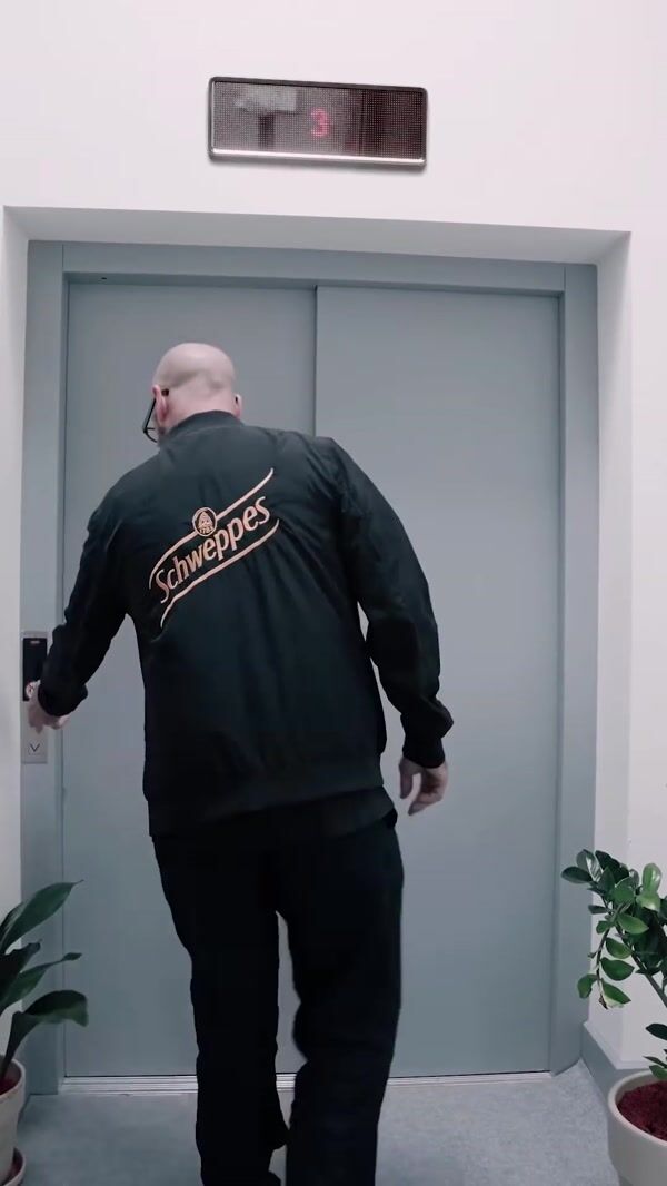 Schweppes Soft Drinks Fridge on Elevator