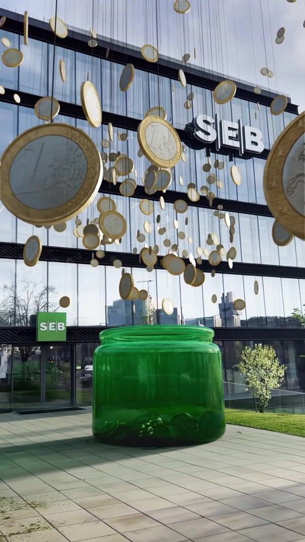 SEB Coins On Thread Hang Above Jar
