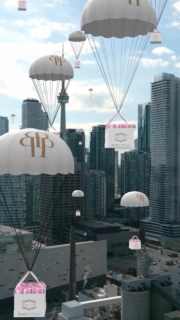 Prairies & Petals Bouquet Boxes Float Over City