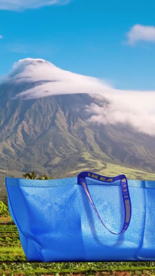 IKEA Blue Shopping Bag at the Foot of a Volcano