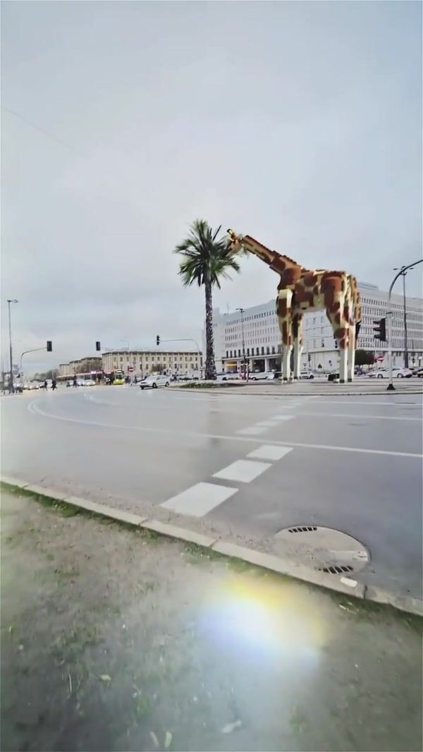 LEGO Giant Giraffes on Warsaw Roundabout