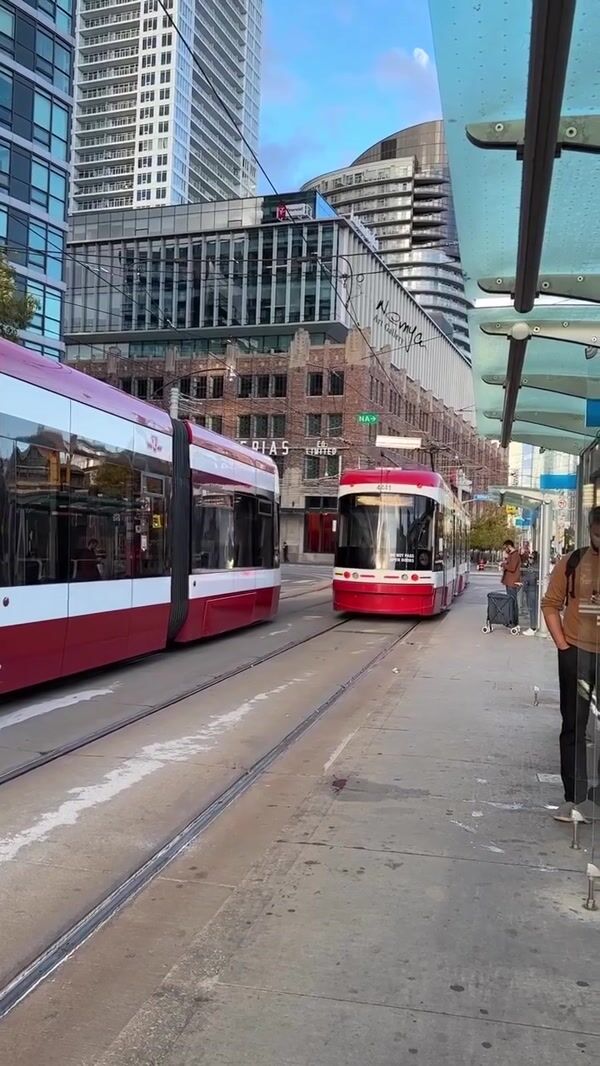 Toronto Transit Streetcar Disappears on Portal