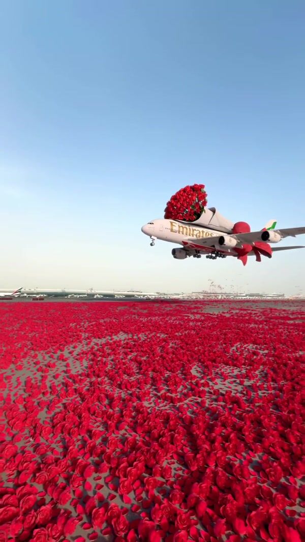 Emirates Plane Takes Off With Giant Bouquet