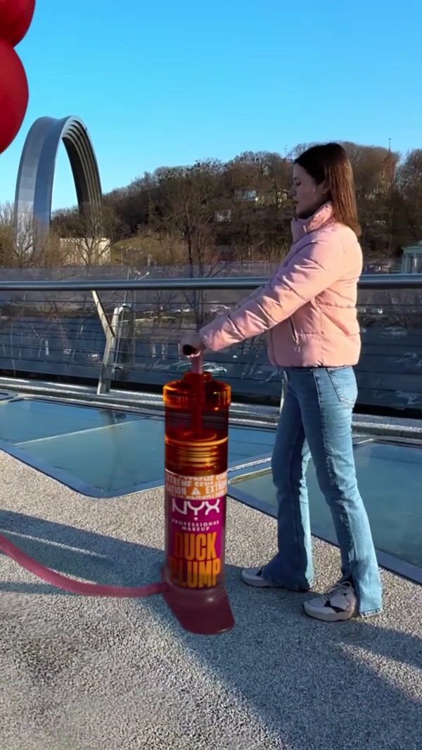 NYX Giant Pink Duck Inflated at Kyiv Waterfront
