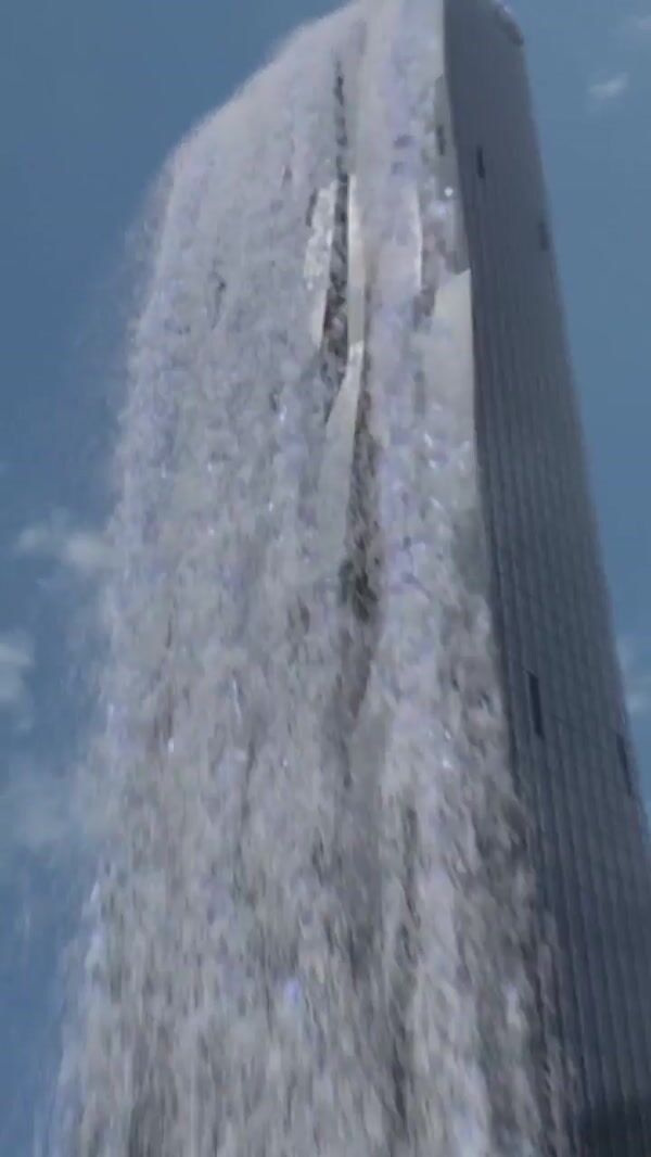 Römerquelle Emerges in Waterfalls at a Building