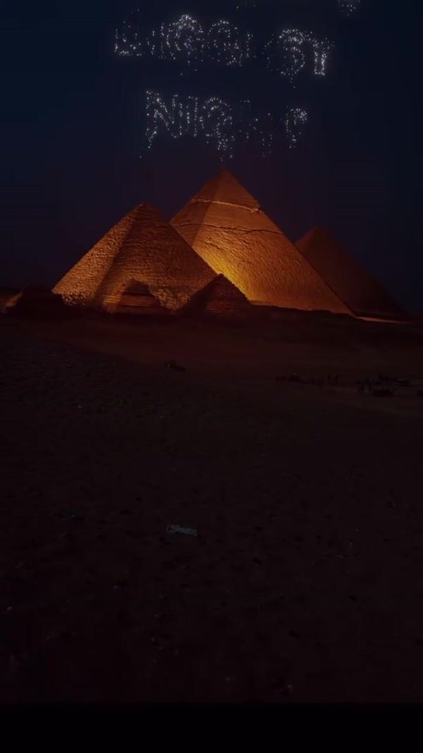 BET Drone Light Show Above Pyramids