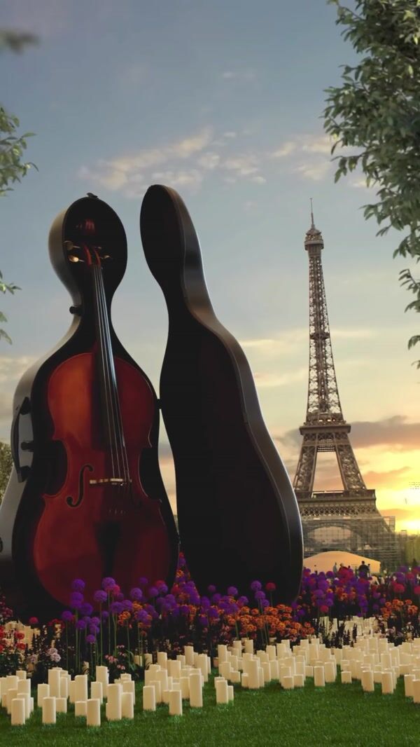 Candlelight Cello Installation in the Garden