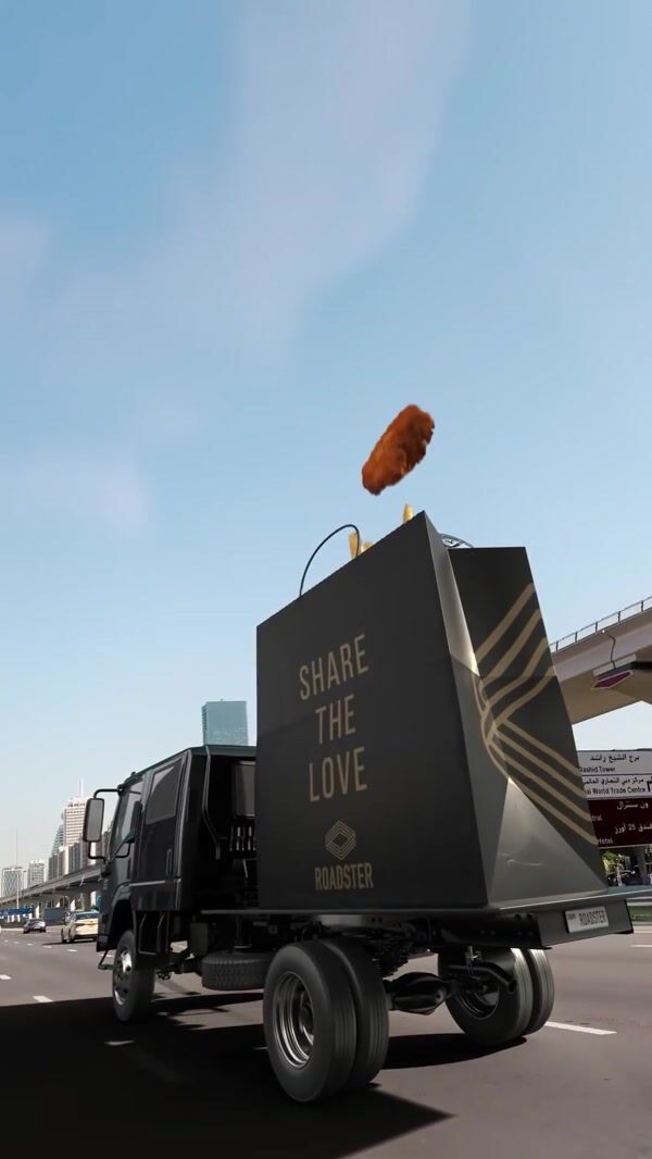 Roadster Takeout Bag on Delivery Truck