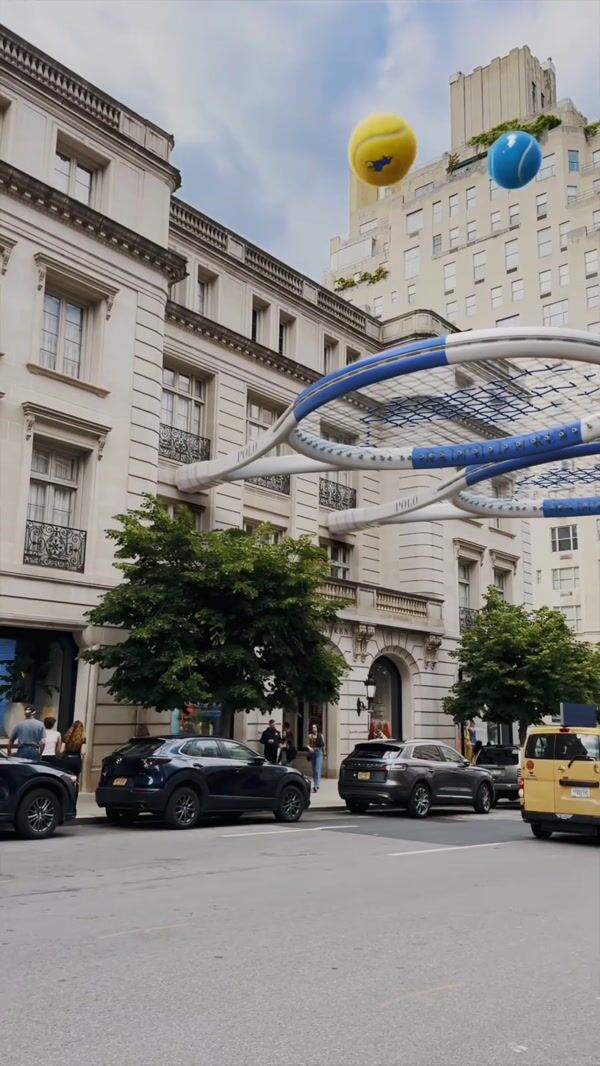 Ralph Lauren Tennis Rackets Fixed on Building