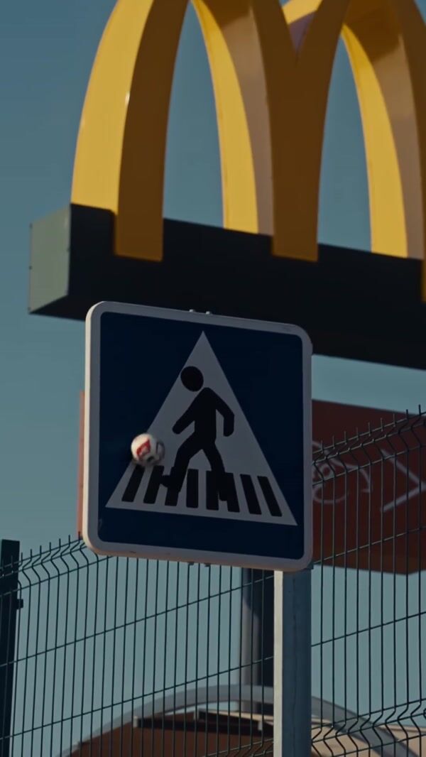 McDonald’s Traffic Sign Kicks Soccer Ball