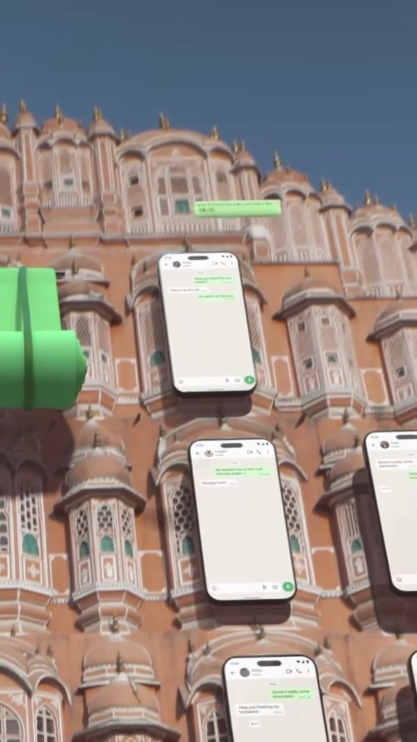 WhatsApp Giant Phones on Hawa Mahal Facade