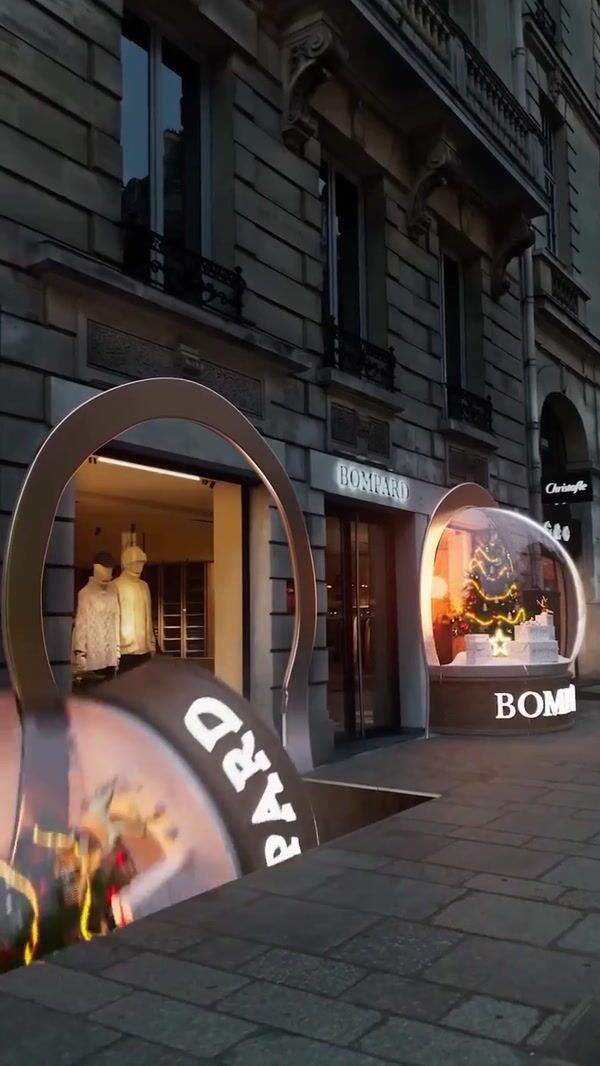 Bompard Christmas Snowball Display at Store