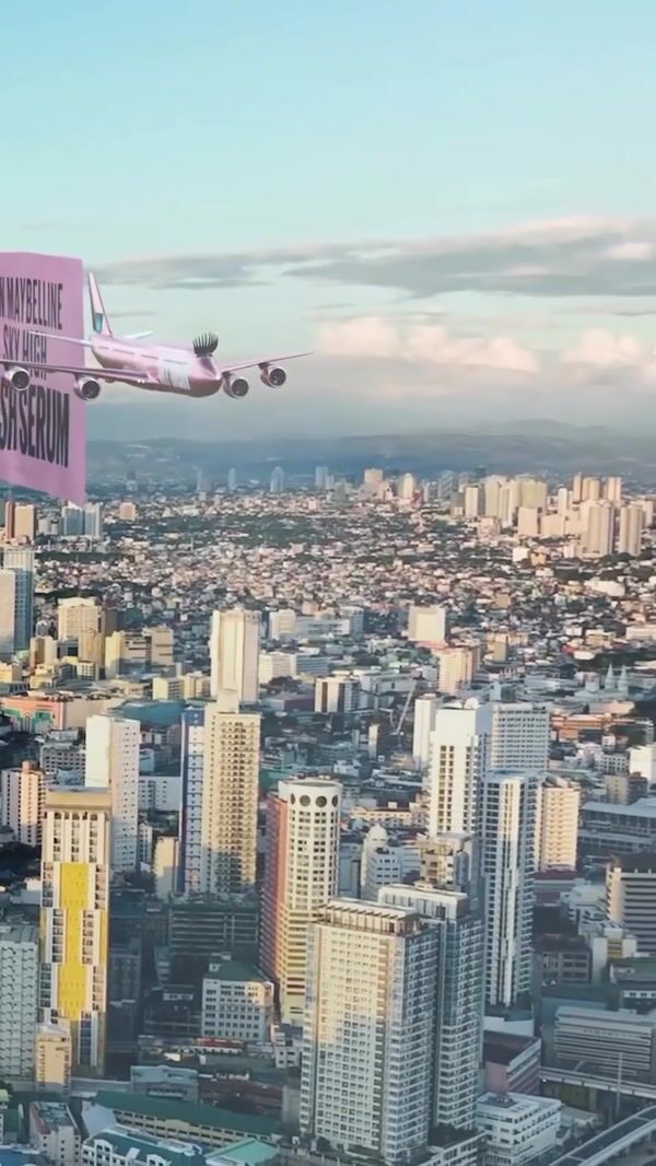 Maybelline Pink Airplane with Lashes over Manila