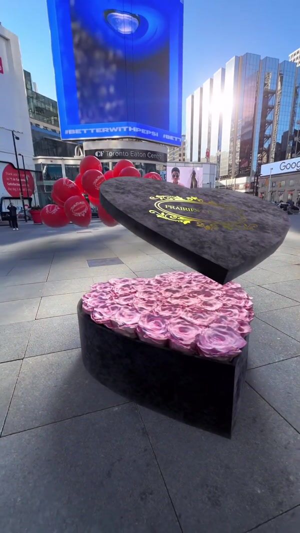 Prairies & Petals Giant Heart Box in Dundas Square
