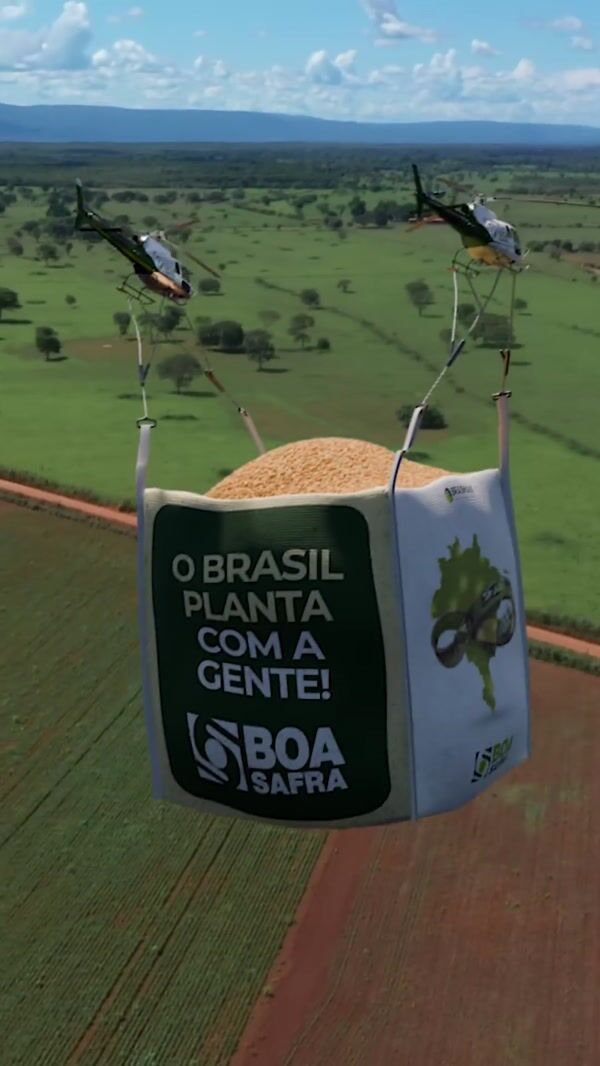 Boa Safra Helicopters Deliver Seed Corn Sack