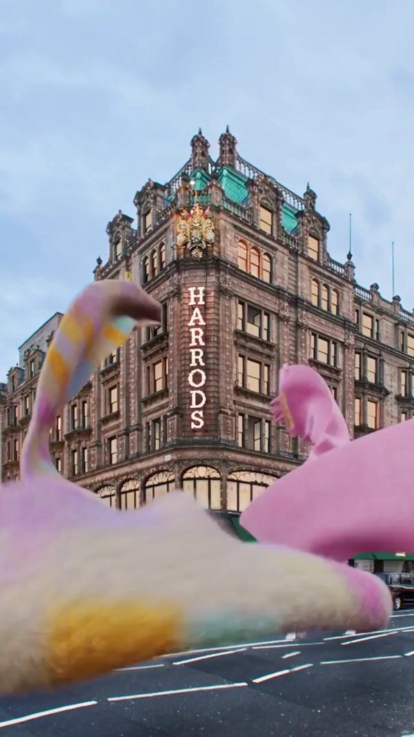 Acne Studios Scarf Flying Through Building at Harrods