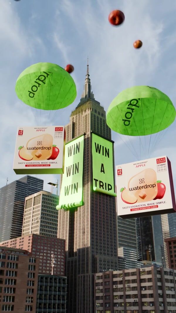 Waterdrop Package on Parachute and Raining Apples