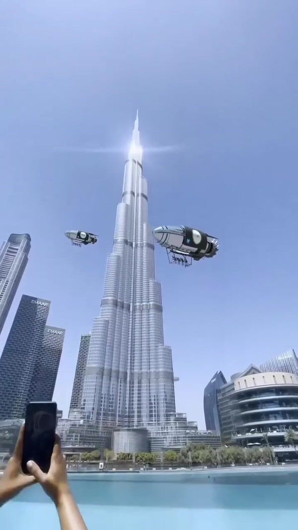 Dubai Tourism Airships Operated by Bicyclist