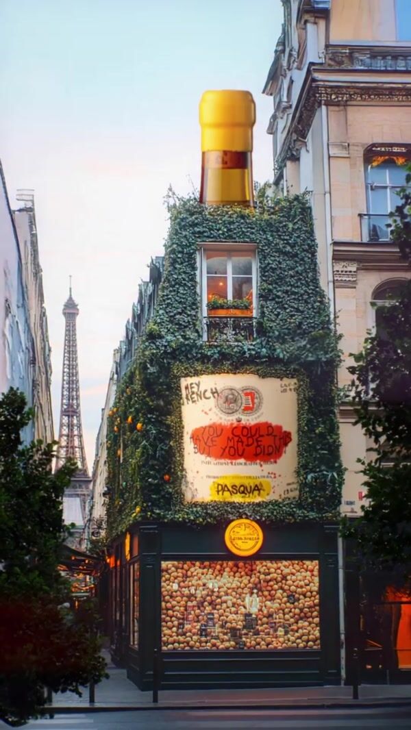 Pasqua Wines Giant Bottle Installation on Store