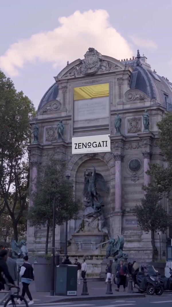 Zenogati Giant Perfume on Saint-Michel Fountain